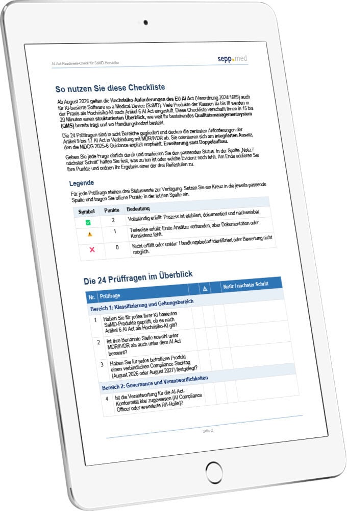 Ckeckliste: AI-Act-Readiness-Check für SaMD-Hersteller